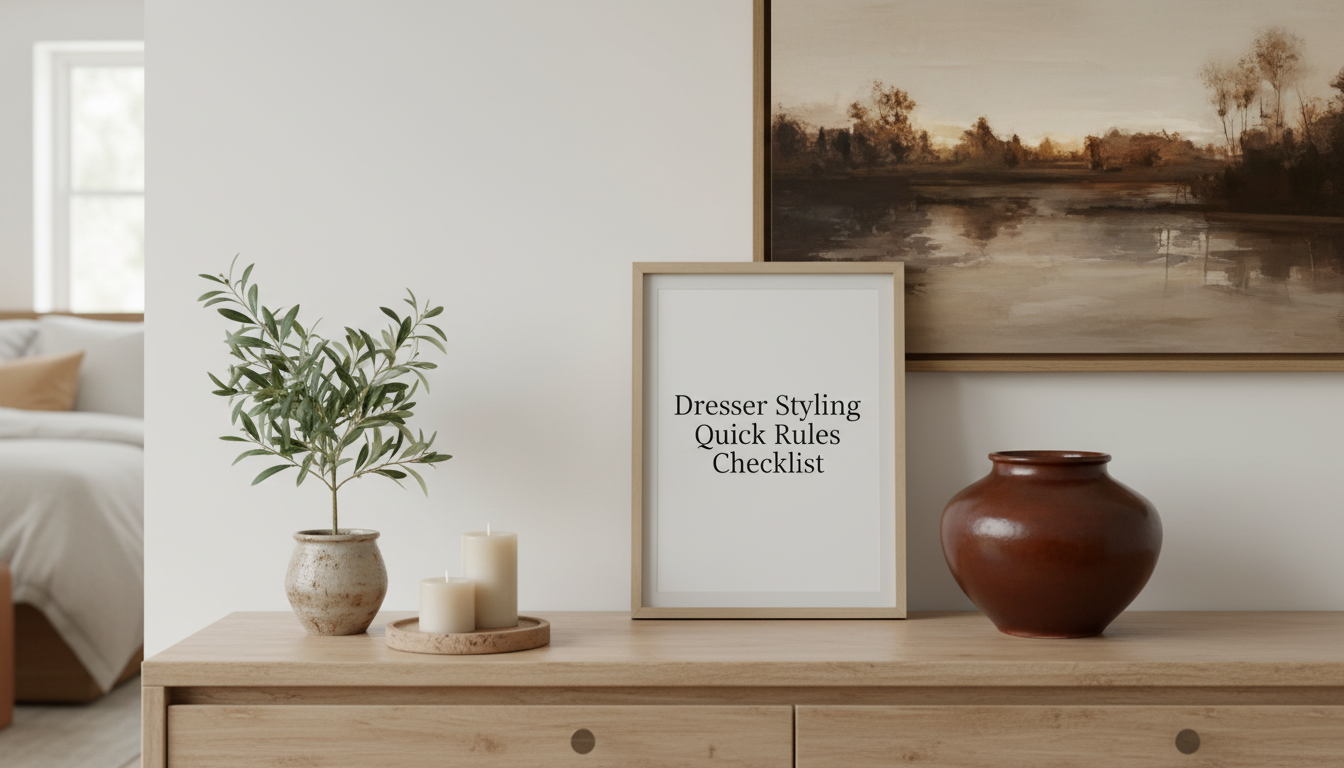 Dresser Styling Rules: Fast Checklist for Calm Rooms
